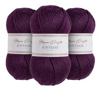 Utopia Crafts Softease Lot de 3 pelotes de fil à tricoter et crochet 100 g (Velvet Plum)