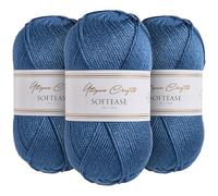 Utopia Crafts Softease Lot de 3 pelotes de fil à tricoter et crochet Bleu clair 100 g