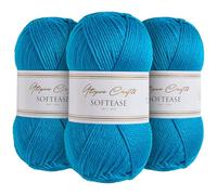 Utopia Crafts Softease Lot de 3 pelotes de fil à tricoter et crochet Bleu classique 100 g