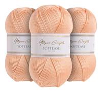 Utopia Crafts Softease Lot de 3 pelotes de fil à tricoter et crochet Pêche douce 100 g