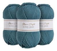 Utopia Crafts Super Aran Lot de 3 pelotes de fil à tricoter et crochet 100 g (Aqua Lagoon)