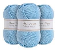 Utopia Crafts Super Aran Lot de 3 pelotes de fil à tricoter et crochet 100 g (brise azure)