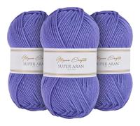 Utopia Crafts Super Aran Lot de 3 pelotes de fil à tricoter et crochet 100 g (brume lavande)