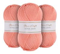Utopia Crafts Super Aran Lot de 3 pelotes de fil à tricoter et crochet 100 g (corail coucher de soleil)