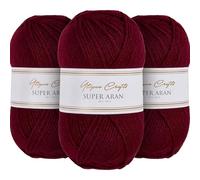 Utopia Crafts Super Aran Lot de 3 pelotes de fil à tricoter et crochet 100 g Grenat profond