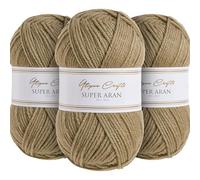 Utopia Crafts Super Aran Lot de 3 pelotes de fil à tricoter et crochet 100 g (Grès)