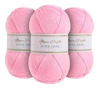 Utopia Crafts Super Aran Lot de 3 pelotes de fil à tricoter et crochet 100 g (rose tendre)