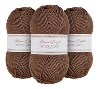 Utopia Crafts Super Aran Lot de 3 pelotes de fil à tricoter et crochet Beige chaud 100 g