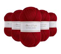 Utopia Crafts Super Aran Lot de 5 pelotes de fil à tricoter et crochet 100 g (Cranberry Crush)