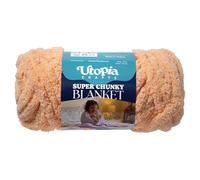 Utopia Crafts Super Chunky Blanket Yarn 250g, Soft Chenille Yarn for Arm Knitting - Thick Bulky Polyester Jumbo Yarn for Hand Knit Throw Blankets, Crochet, DIY Home Décor (Peach)
