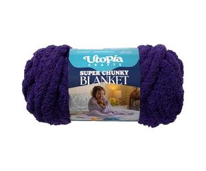 Utopia Crafts Super Chunky Blanket Yarn 250g, Soft Chenille Yarn for Arm Knitting - Thick Bulky Polyester Jumbo Yarn for Hand Knit Throw Blankets, Crochet, DIY Home Décor (Purple)