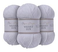 Utopia Crafts Velvet Lux Chenille 3×100g 330m - Laine Douce Pelucheuse pour Tricot & Crochet, Couvertures, Jouets, Amigurumi - Crochet 5,5mm, Oeko-Tex Certifiée (Blanc)