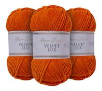 Utopia Crafts Velvet Lux Chenille 3×100g 330m - Laine Douce Pelucheuse pour Tricot & Crochet, Couvertures, Jouets, Amigurumi - Crochet 5,5mm, Oeko-Tex Certifiée (Orange Rouillé)