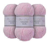 Utopia Crafts Velvet Lux Chenille 3×100g 330m - Laine Douce Pelucheuse pour Tricot & Crochet, Couvertures, Jouets, Amigurumi - Crochet 5,5mm, Oeko-Tex Certifiée (Rose Flamant)