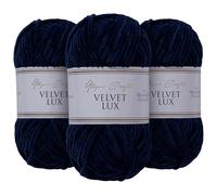 Utopia Crafts Velvet Lux Chenille 3×100g 330m - Laine Douce Pelucheuse pour Tricot & Crochet, Couvertures, Jouets, Amigurumi - Crochet 5,5mm, Oeko-Tex Certifiée (Bleu Nuit)