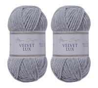 Utopia Crafts Velvet Lux Chenille-Garn, superweich, grob, zum Stricken und Häkeln, 100 g - 110 m, Grau (Lot de 2)
