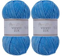 Utopia Crafts Velvet Lux Chenille-Garn, superweich, grob, zum Stricken und Häkeln, 100 g - 110 m, Himmelblau (Lot de 2)
