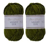 Utopia Crafts Velvet Lux Chenille Super Soft Chunky Yarn for Knitting and Crochet 2x 100g (Dark Olive)
