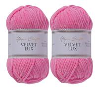 Utopia Crafts Velvet Lux Chenille Super Soft Chunky Yarn for Knitting and Crochet 2x 100g (Tulip Pink)