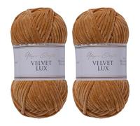 Utopia Crafts Velvet Lux Chenille Super Soft Chunky Yarn for Knitting and Crochet 2x 100g (Warm Brown)