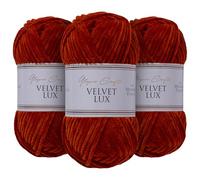 Utopia Crafts Velvet Lux Chenille Super Soft Chunky Yarn for Knitting and Crochet 3x 100g (Dark Orange)