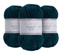 Utopia Crafts Velvet Lux Chenille Super Soft Chunky Yarn for Knitting and Crochet 3x 100g (Petrol Green)