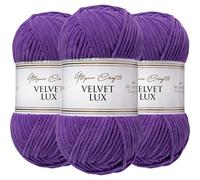 Utopia Crafts Velvet Lux Chenille Super Soft Chunky Yarn for Knitting and Crochet 3x 100g (Royal Purple)