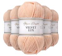 Utopia Crafts Velvet Lux Chenille Super Soft Chunky Yarn for Knitting and Crochet 5x 100g (Apricot Bloom)