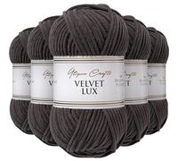 Utopia Crafts Velvet Lux Chenille Super Soft Chunky Yarn for Knitting and Crochet 5x 100g (Charcoal)