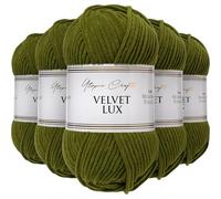 Utopia Crafts Velvet Lux Chenille Super Soft Chunky Yarn for Knitting and Crochet 5x 100g (Dark Olive)