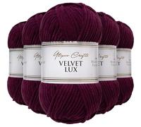 Utopia Crafts Velvet Lux Chenille Super Soft Chunky Yarn for Knitting and Crochet 5x 100g (Deep Burgundy)