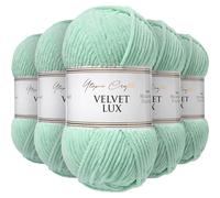 Utopia Crafts Velvet Lux Chenille Super Soft Chunky Yarn for Knitting and Crochet 5x 100g (Pale Teal)