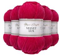 Utopia Crafts Velvet Lux Chenille Super Soft Chunky Yarn for Knitting and Crochet 5x 100g (Royal Fuchsia)