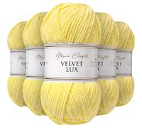 Utopia Crafts Velvet Lux Chenille Super Soft Chunky Yarn for Knitting and Crochet 5x 100g (Sun Yellow)