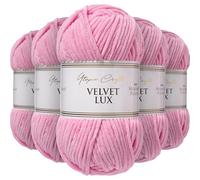 Utopia Crafts Velvet Lux Chenille Super Soft Chunky Yarn for Knitting and Crochet 5x 100g (Tulip Pink)