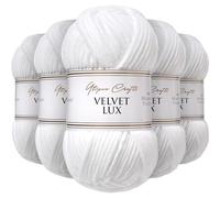 Utopia Crafts Velvet Lux Chenille Super Soft Chunky Yarn for Knitting and Crochet 5x 100g (White)