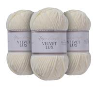 Utopia Crafts Velvet Lux Chenille Super Soft Chunky Yarn for Knitting and Crochet Yarn 3x 100g (Ivory)