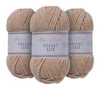 Utopia Crafts Velvet Lux Chenille Super Soft Chunky Yarn for Knitting and Crochet Yarn 3x 100g (Pastel Brown)
