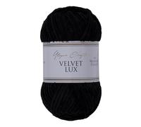 Utopia Crafts Velvet Lux Fil Chenille Velours Doux 100g - Laine Microfibre Polyester pour Tricot, Crochet, Amigurumi, Couverture Bébé et Décoration - Pelote 110m (Noir)
