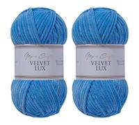 Utopia Crafts Velvet Lux Lot de 2 pelotes de fil chenille super doux pour tricot et crochet, 100 g (bleu ciel)