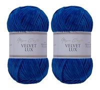 Utopia Crafts Velvet Lux Lot de 2 pelotes de fil chenille super doux pour tricot et crochet, 100 g (bleu marine)