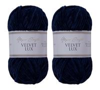 Utopia Crafts Velvet Lux Lot de 2 pelotes de fil chenille super doux pour tricot et crochet, 100 g (bleu nuit)