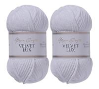 Utopia Crafts Velvet Lux Lot de 2 pelotes de fil chenille super doux pour tricot et crochet, 100 g (blanc)