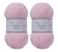 Utopia Crafts Velvet Lux Lot de 2 pelotes de fil chenille super doux pour tricot et crochet, 100 g (cygne rose)