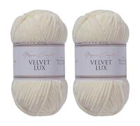 Utopia Crafts Velvet Lux Lot de 2 pelotes de fil chenille super doux pour tricot et crochet, 100 g (ivoire)