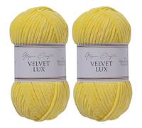 Utopia Crafts Velvet Lux Lot de 2 pelotes de fil chenille super doux pour tricot et crochet, 100 g (jaune soleil)