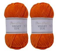 Utopia Crafts Velvet Lux Lot de 2 pelotes de fil chenille super doux pour tricot et crochet, 100 g (orange rouille)