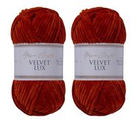 Utopia Crafts Velvet Lux Lot de 2 pelotes de fil chenille super doux pour tricot et crochet, 100 g (orange foncé)