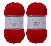 Utopia Crafts Velvet Lux Lot de 2 pelotes de fil chenille super doux pour tricot et crochet, 100 g (rouge)