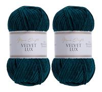 Utopia Crafts Velvet Lux Lot de 2 pelotes de fil chenille super doux pour tricot et crochet, 100 g (vert pétrole)